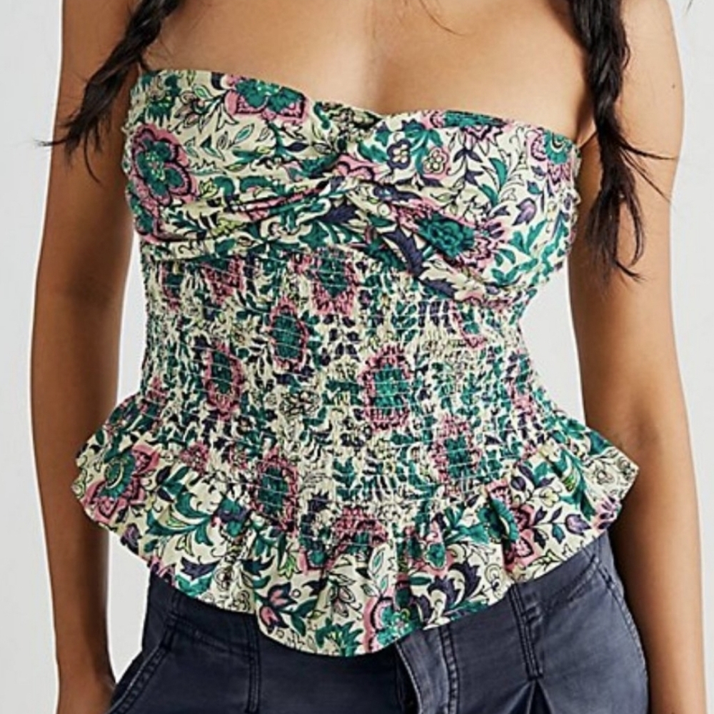 FREE PEOPLE One More Time Tube Top in Tea Combo NWT, Size Large